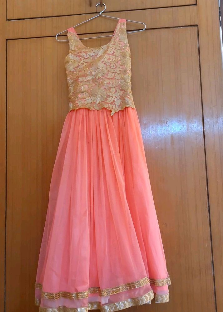 Peach and Gold Party Dress