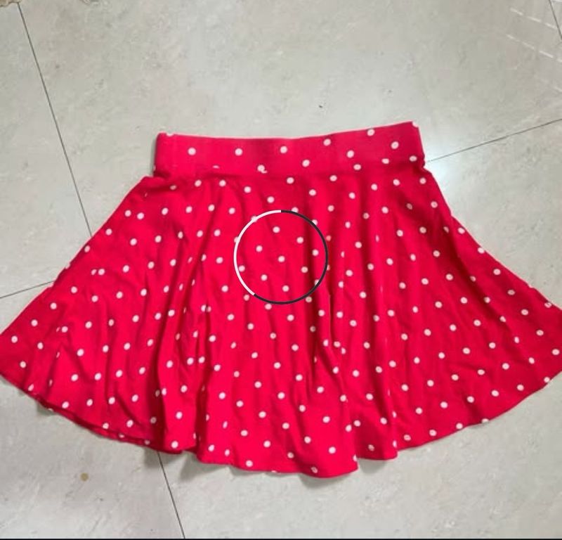 Red Polka Dot and floral  Skirt