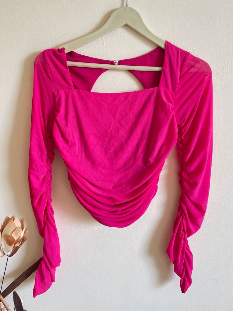 viral Pink mesh Long Sleeve Top