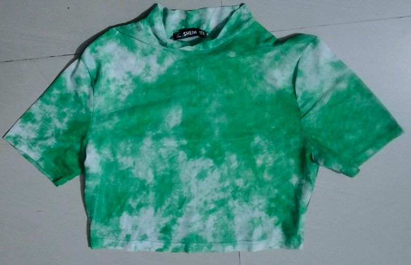 Green Tie-Dye Crop Top
