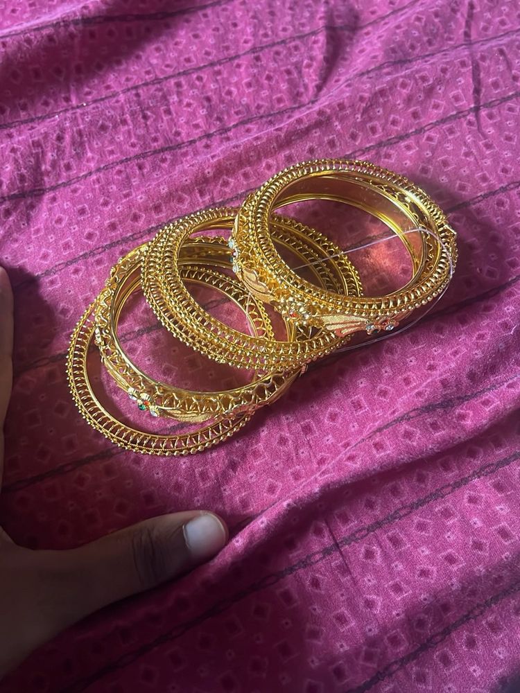Gold Plated Bangles - Set of 6