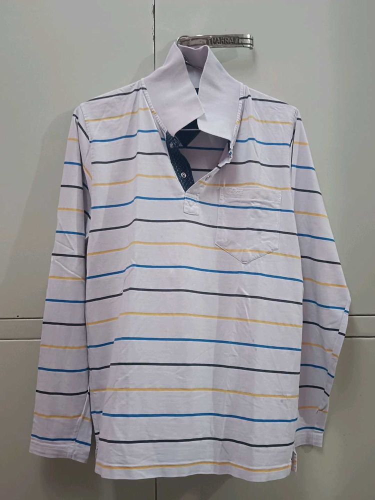 Striped Long Sleeve Polo Shirt