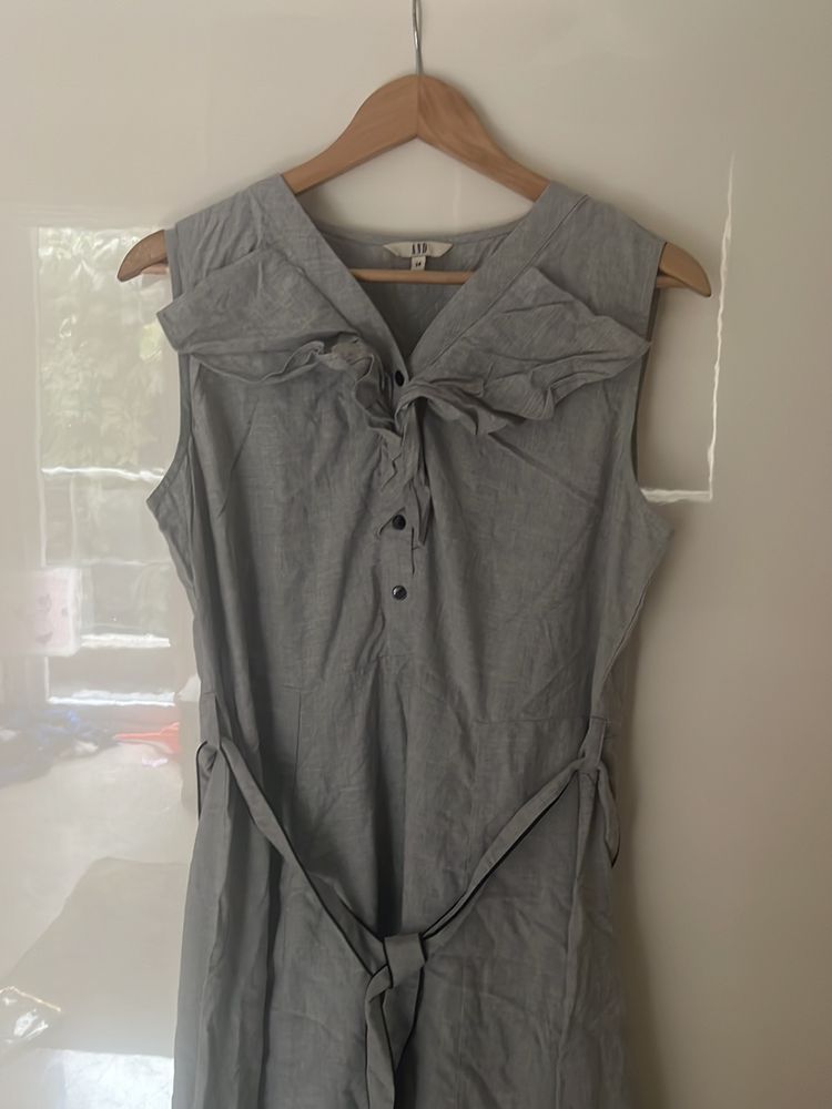 Cut Sleeve Dress With Belt