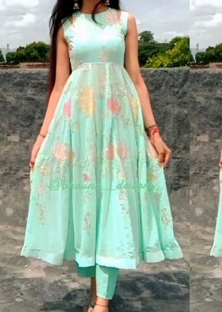 Mint Floral Anarkali Suit