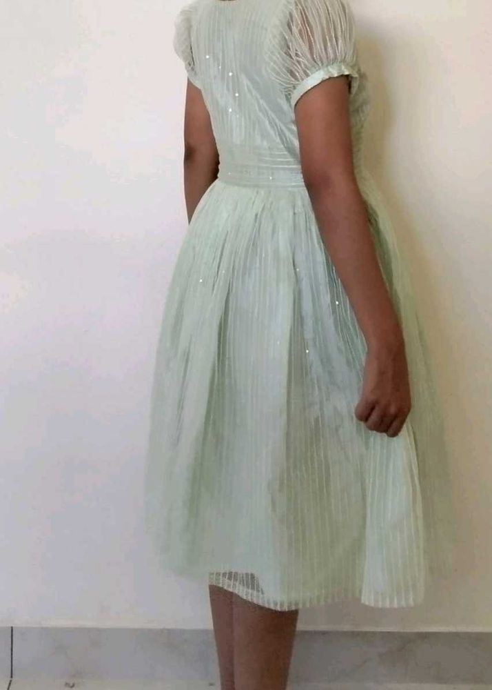 Pale Green Party Dress with Sparkles