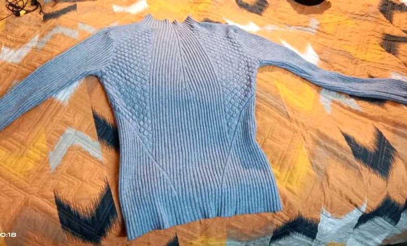 High Neck Grey Body Hugging Sweater