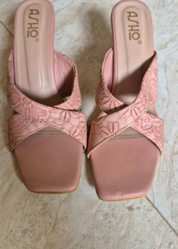 Blush Pink Block Heels | UK 7 (EU 40) |