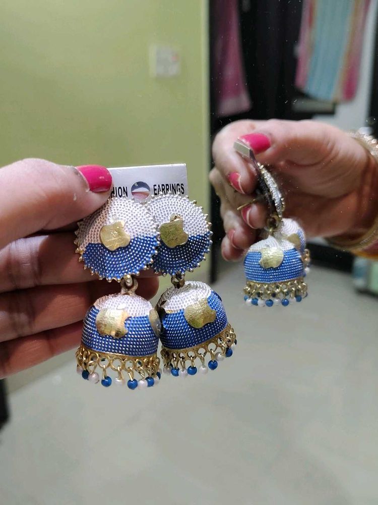 Blue Jhumka Earrings
