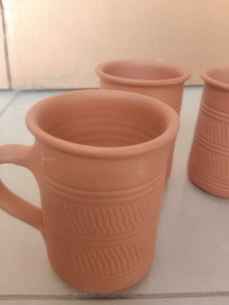 Rustic Clay Mugs (Set of 3)