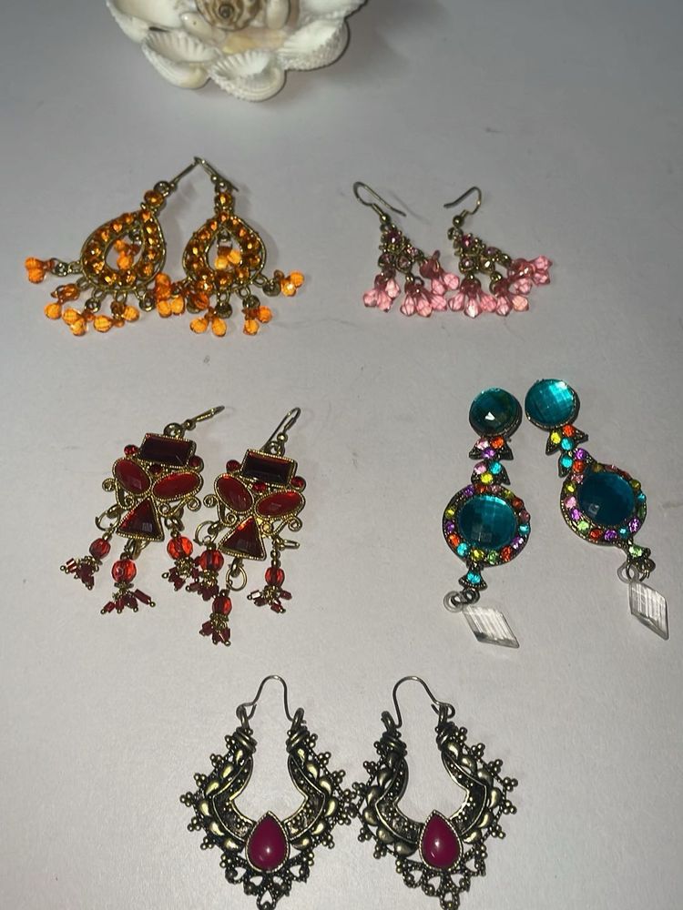 Pack Of 5 Assorted Earrings For Festival