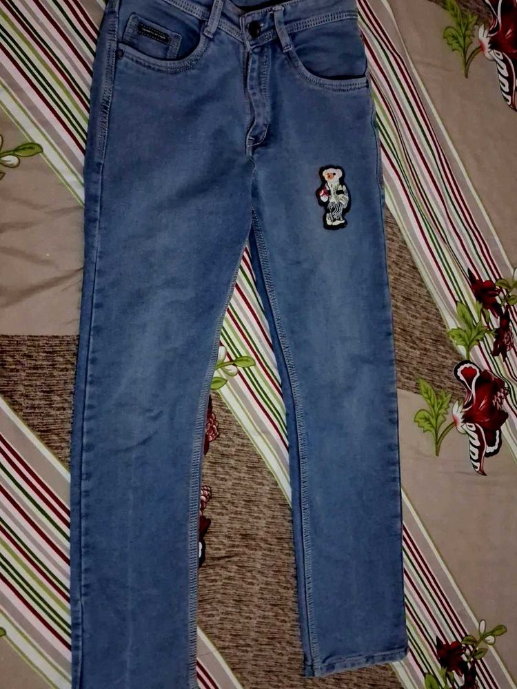 Embroidered Teddy Bear Jeans