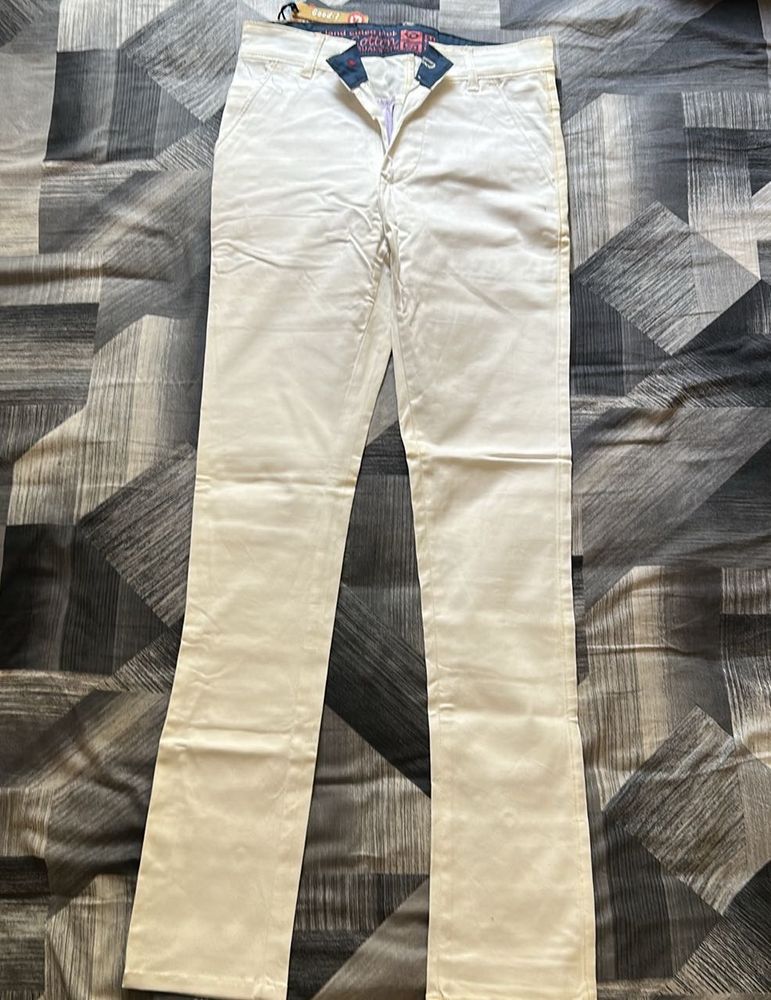 White Slim Fit Trousers