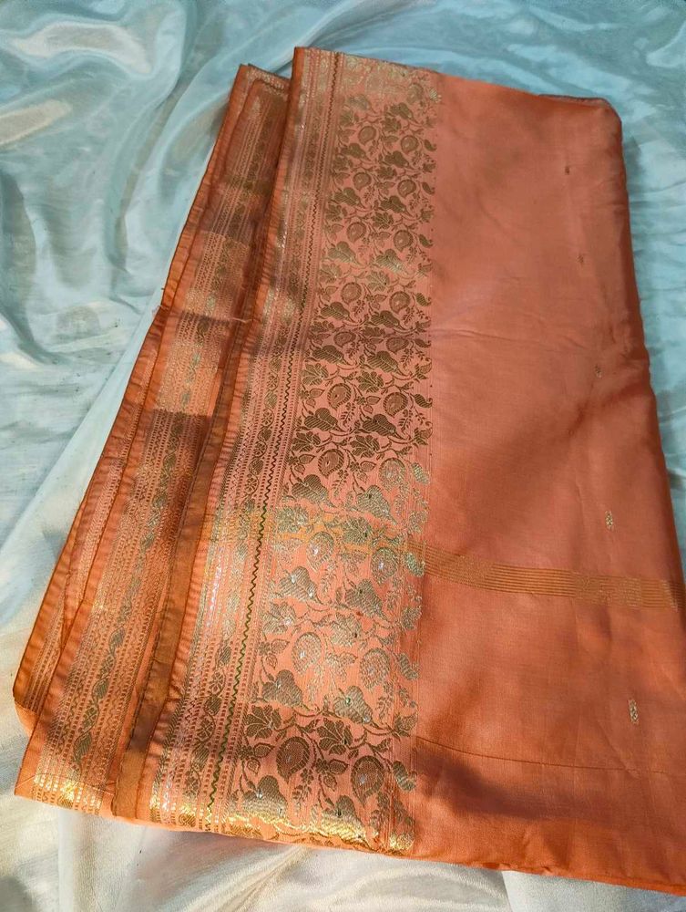 Elegant Peach Banarasi Saree