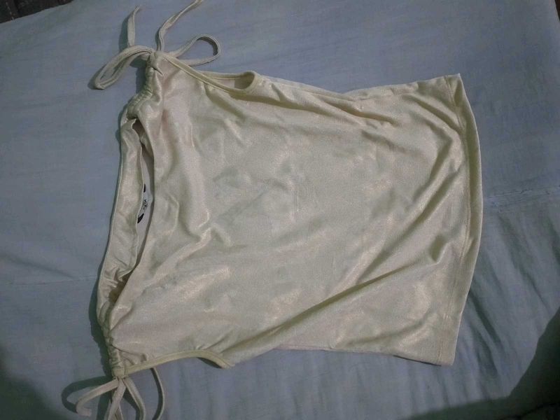 Cream Tie Detail Sleeveless Top