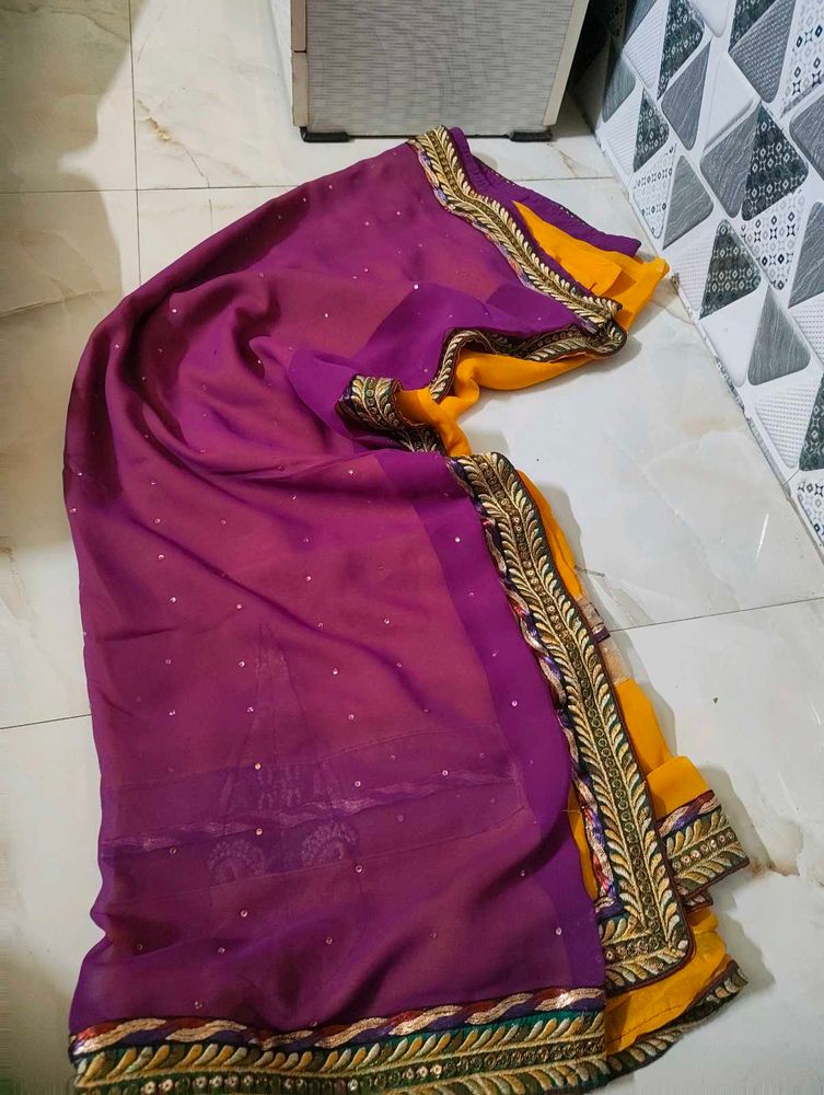 Elegant Purple- yellow and red-cream sarees