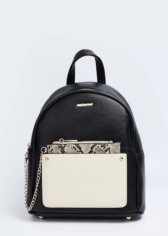 Black Faux Leather Backpack