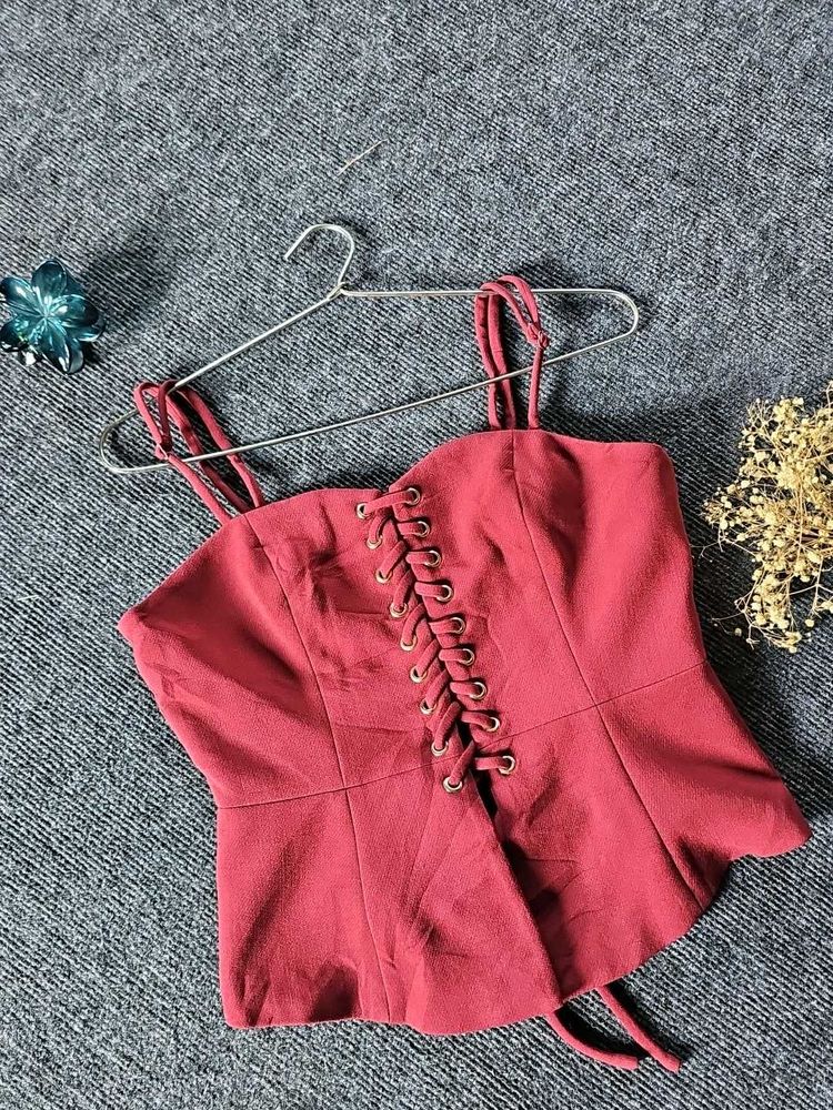 Red Corset Style Crop Top