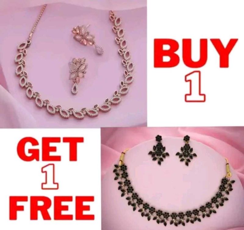 BOGO! Rose Gold &amp; Black Diamond Choker Set Combo