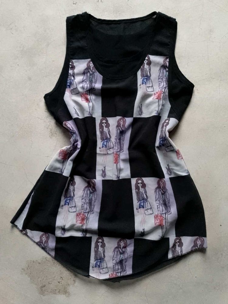 Unique Print Sleeveless Top
