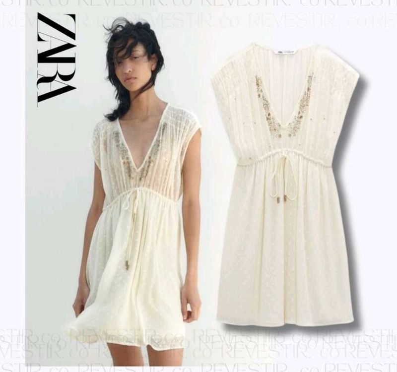 Zara Embellished Beach Mini Dress