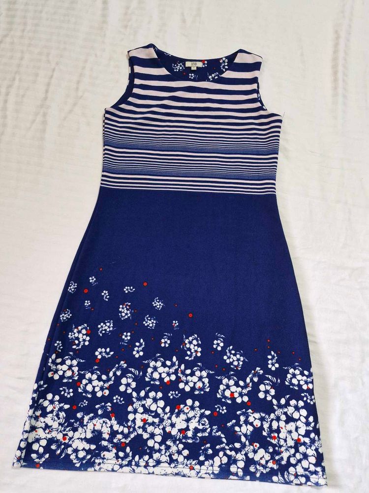 Striped &amp; Floral Sleeveless Dress