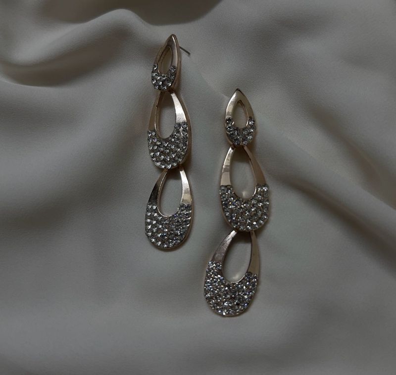 Rose Gold Stone Hanging Earrings