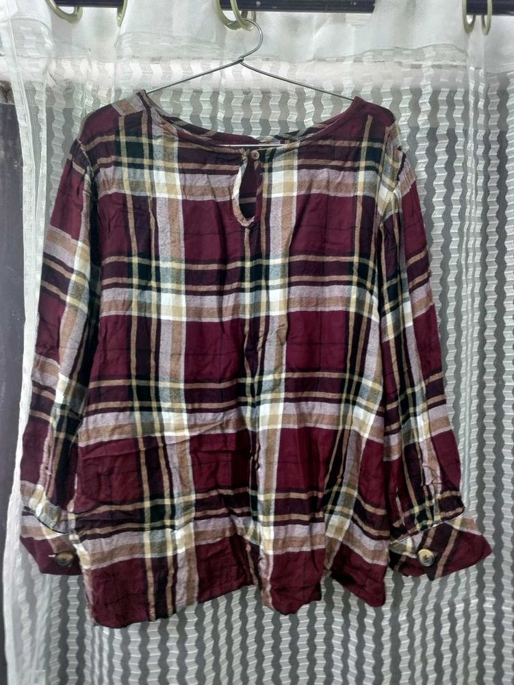Checks Max Brown Top