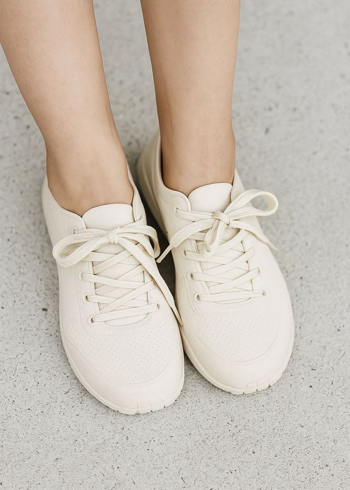 Beige Lace-Up Casual Sneakers