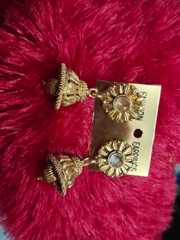 Gold Tone Jhumka Earrings