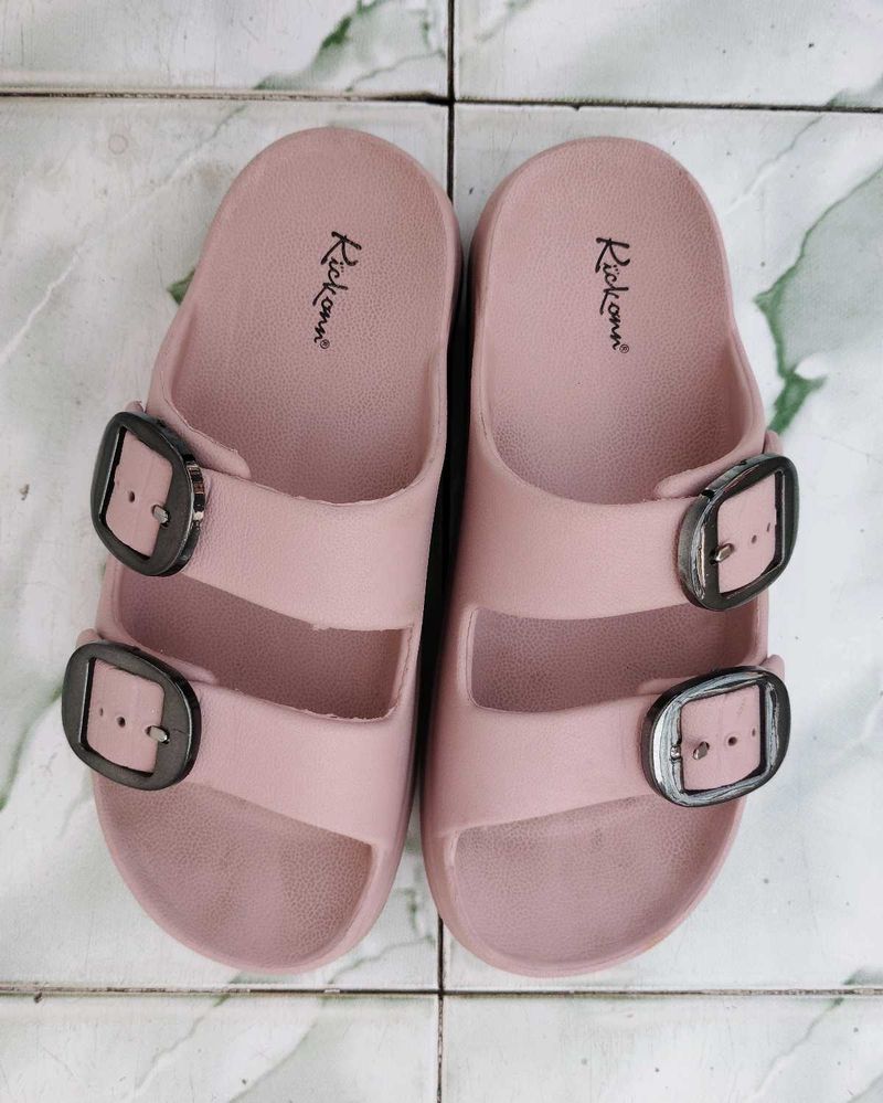 Pink Buckle Slides
