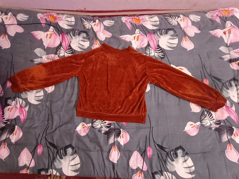 Rust Velvet Crop Top