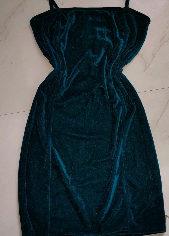 Teal Velvet Bodycon Dress