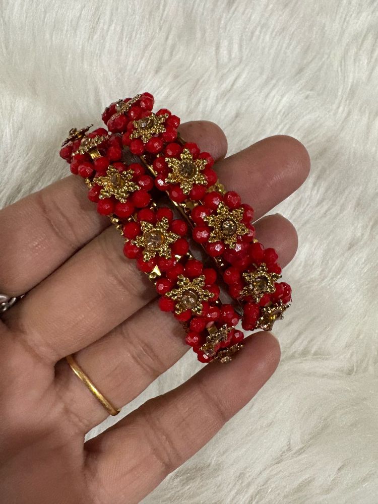 Red Beaded Bangles