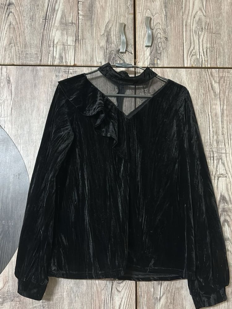 Elegant Black Velvet Top