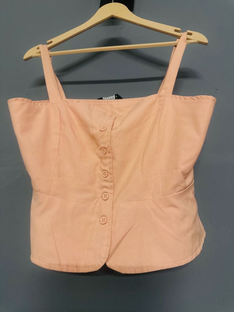Peach Button-Down Tank Top