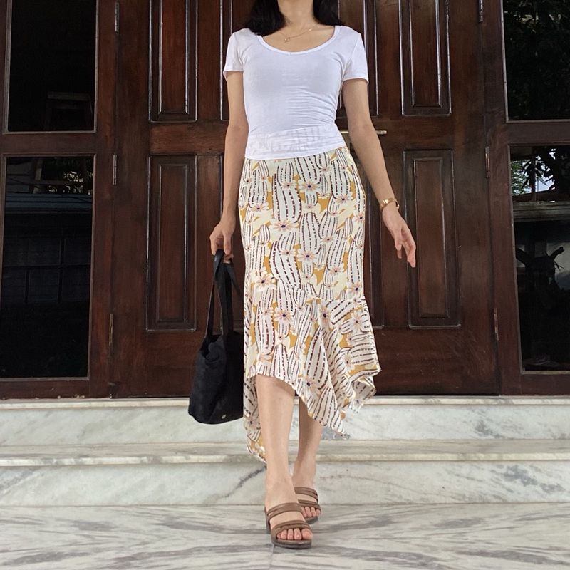 European Pinterest Patterned Asymmetrical Skirt