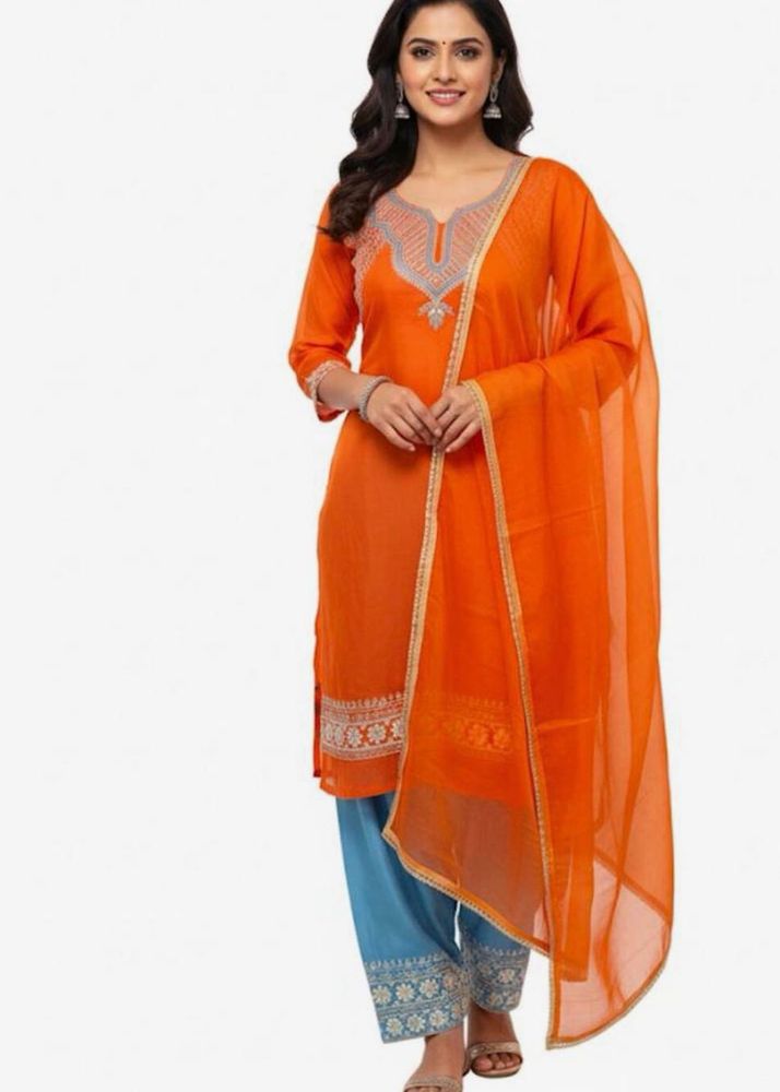Organaza Heavy Wedding Orange Salwar Kameez Suit