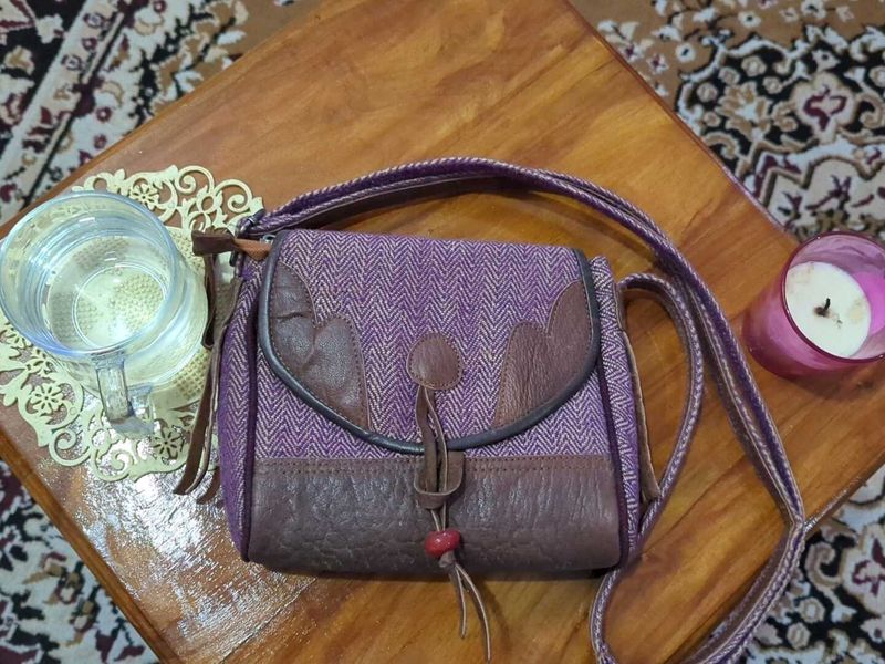 Purple Leather And Hemp Sling