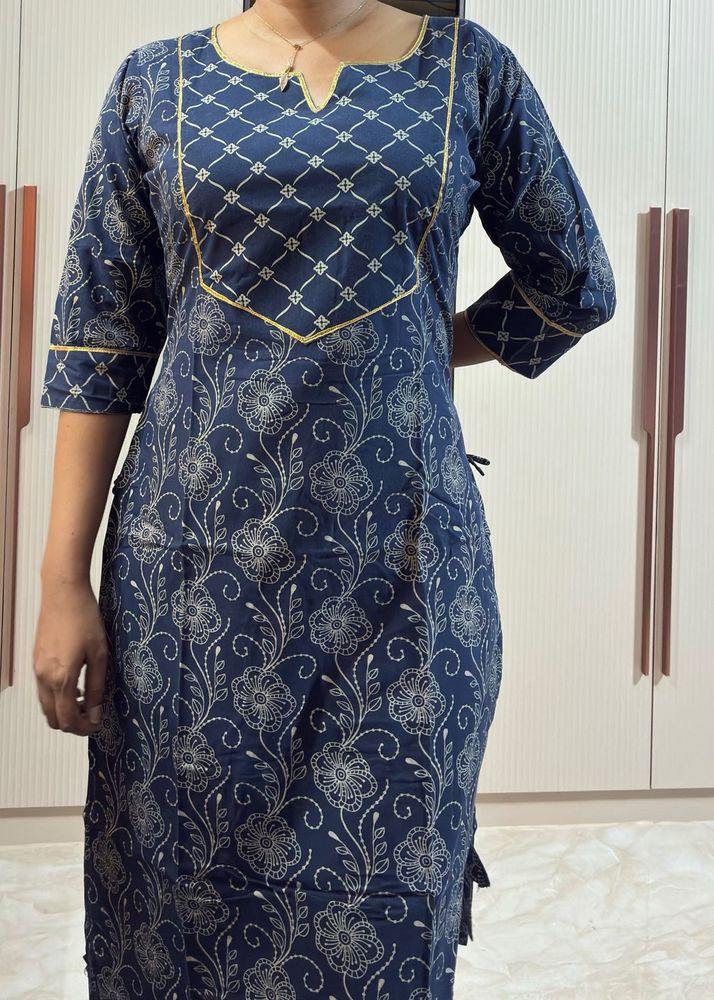 Blue Floral Print Kurta