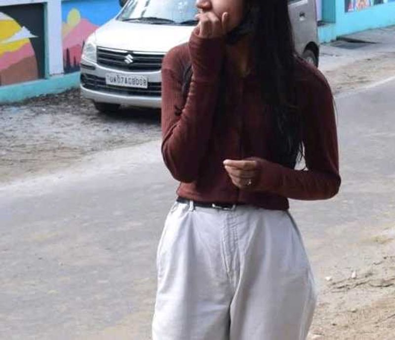 Brown knit Button-Down Crop Top