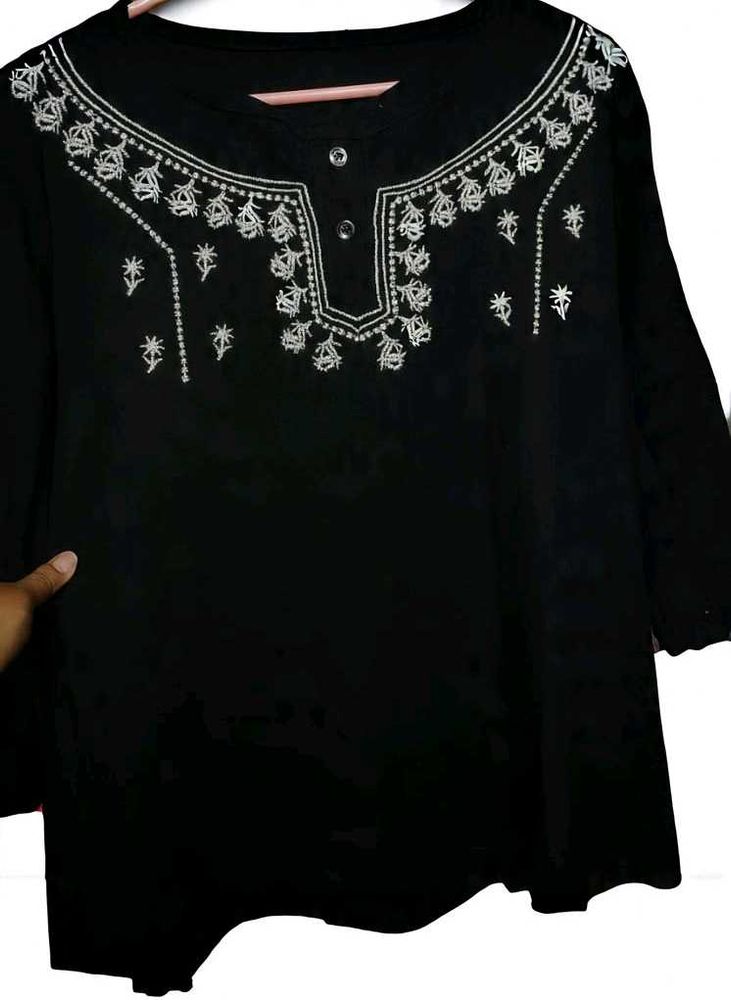 Embroidered Black Short Kurti/top❤