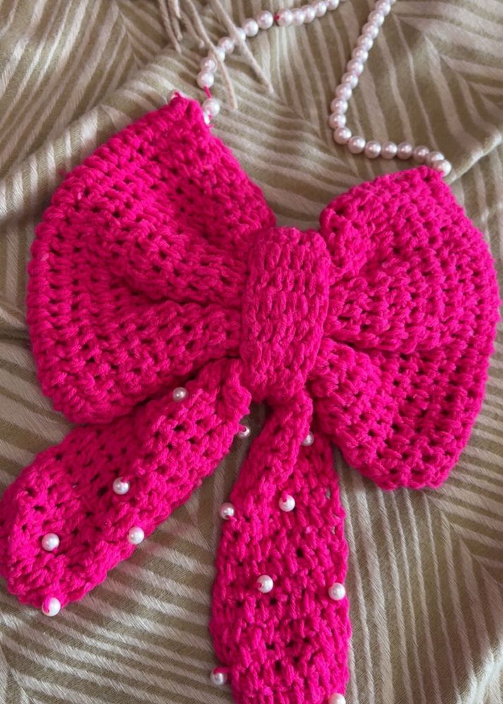 Handmade Crochet Bow bag