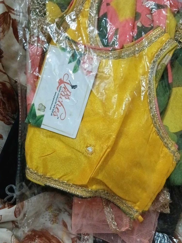 Yellow Embellished Floral Kids Lehenga 4 To 5 Yrs