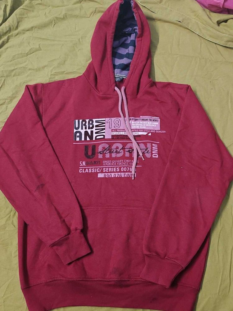 Maroon Graphic Print Hoodie