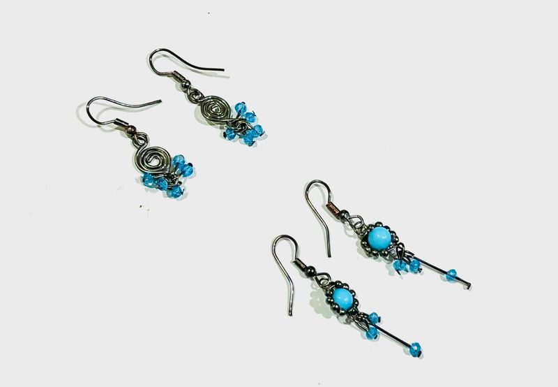 Combo Of 2 Y2k Beaded Earrings (blue )