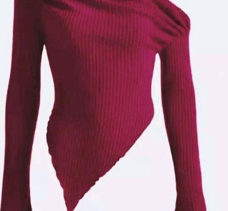 Burgundy One-Shoulder Top