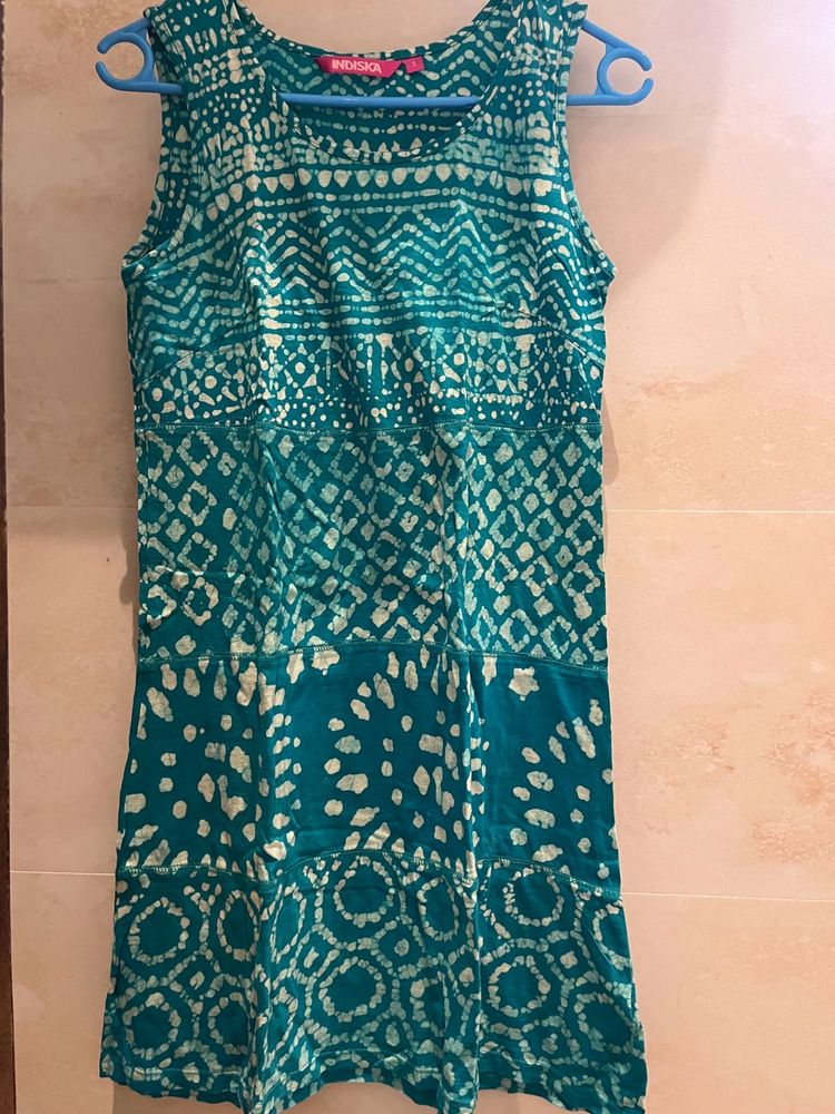 Cute Green Printed Dress