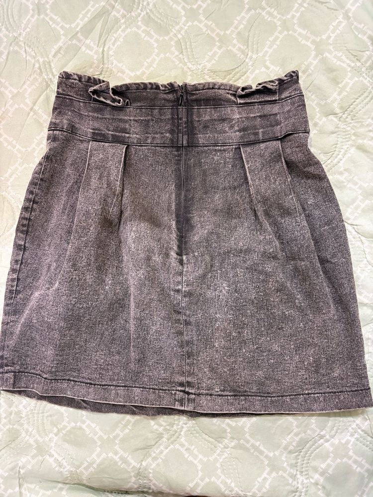 Gray Denim Mini Skirt