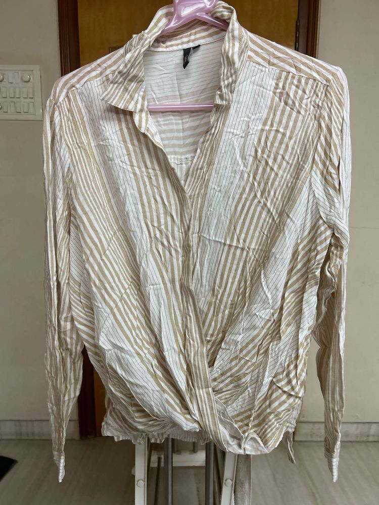 Striped Wrap Blouse