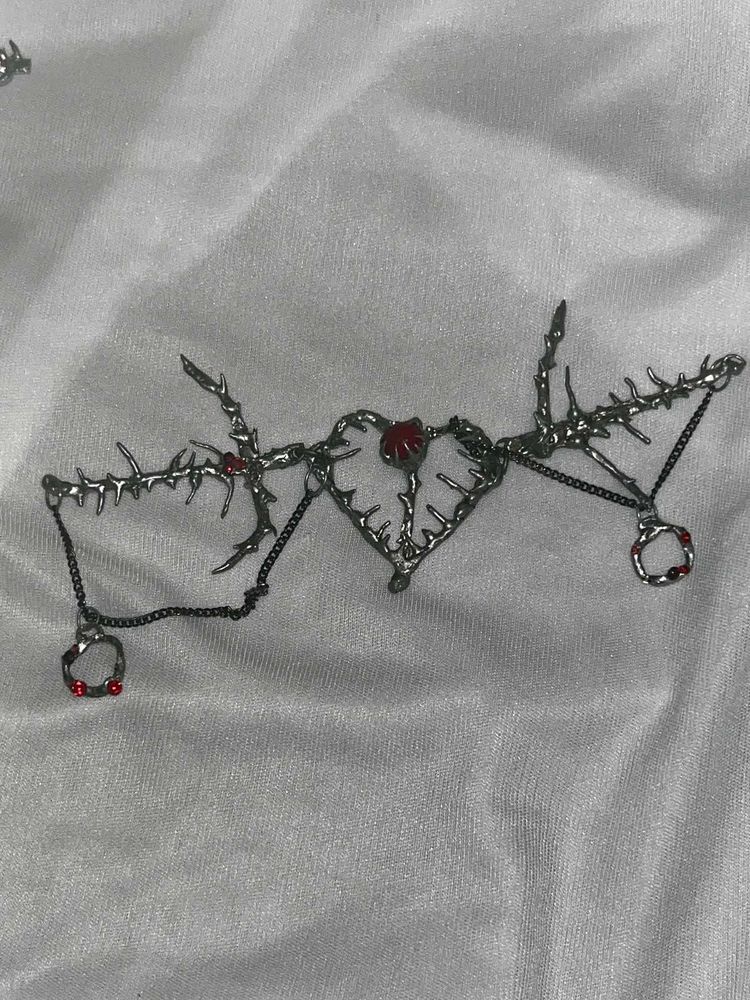 Punk Goth Red Stones Necklace